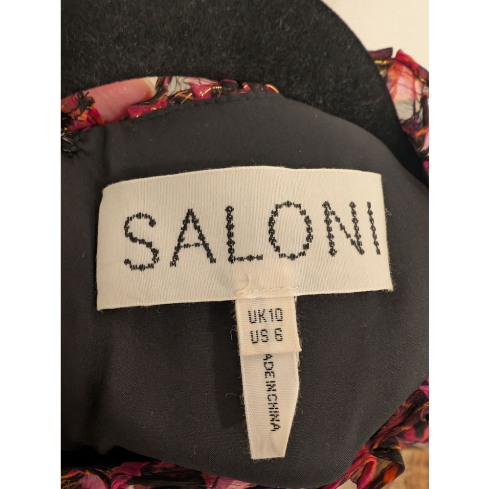Saloni Ava B Silk Tiered Floral Sheer Long Sleeve Dress Canopy Sz 6 Whimsigoth - Picture 8 of 12